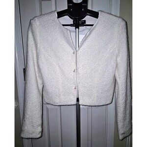 NWT ARTPODIUM STUDIO Womens Ivory Bridal Mohair Bolero Shrug Lined Button M